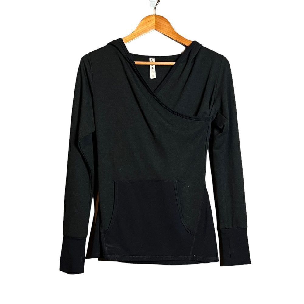 3‎ for $30! Kyodan black hoodie with faux wrap detail